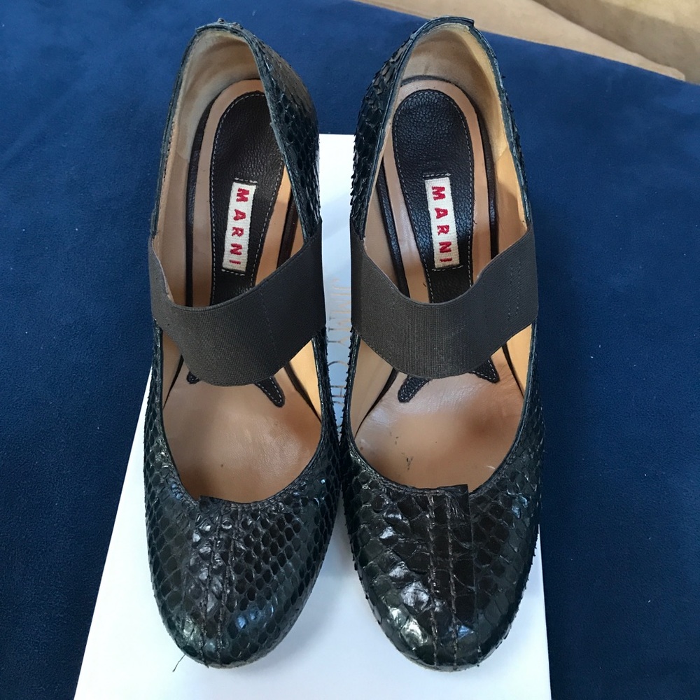 Python brown Marni Mary Jane pumps size 37 1/2